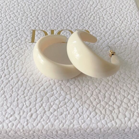 White Hoop Earrings - Picture 1 of 6